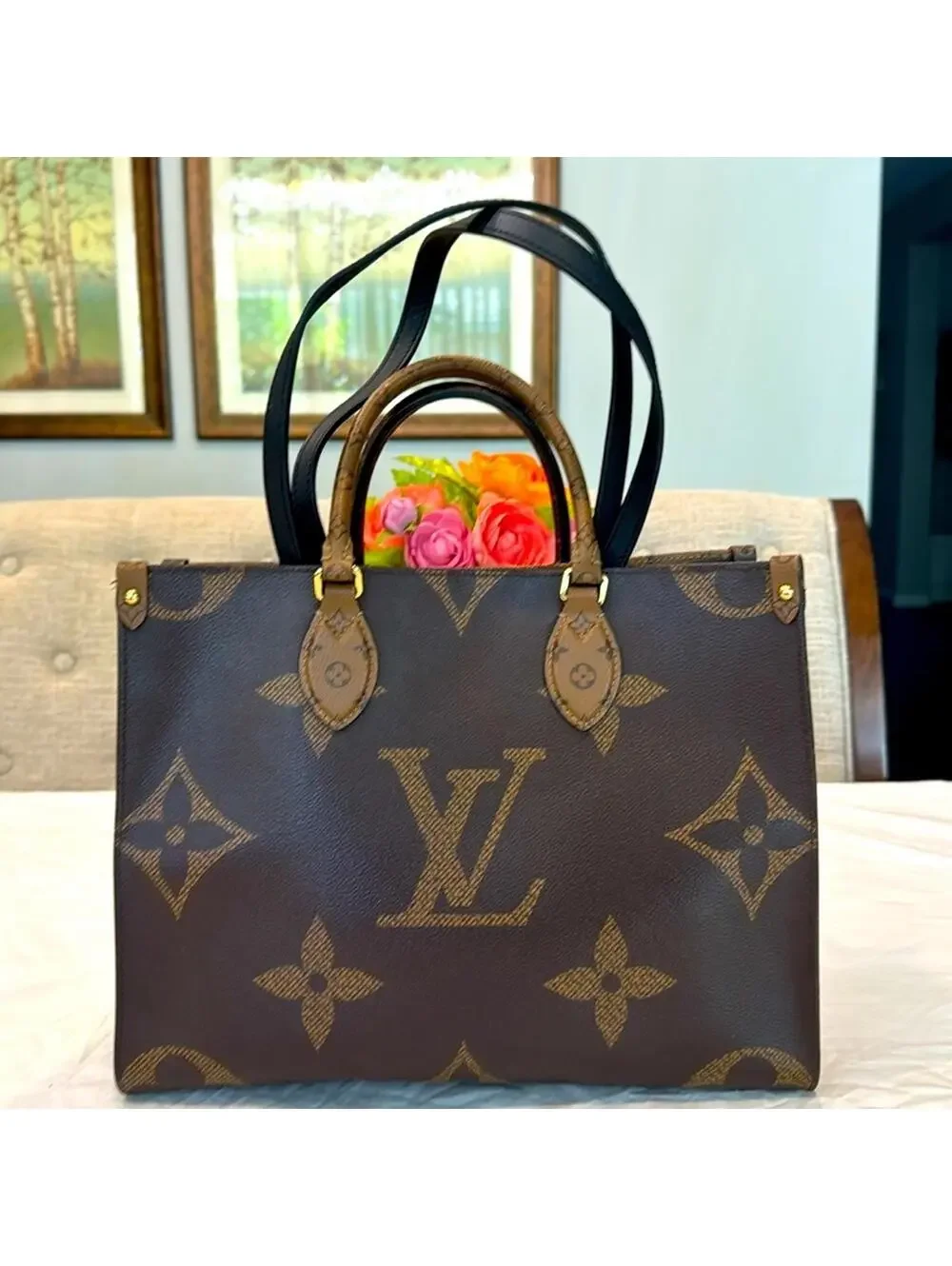 Authentic Louis Vuitton Brown OnTheGo MM Tote Bag